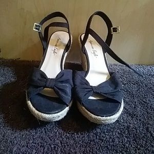 Black Open Toe Wedges